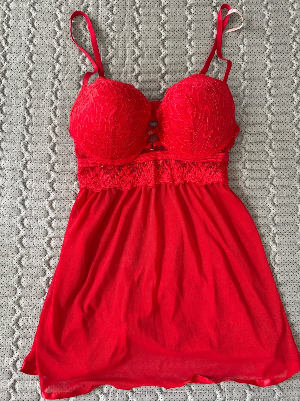 Daisy Fuentes Red Lace Push-Up Babydoll Chemise